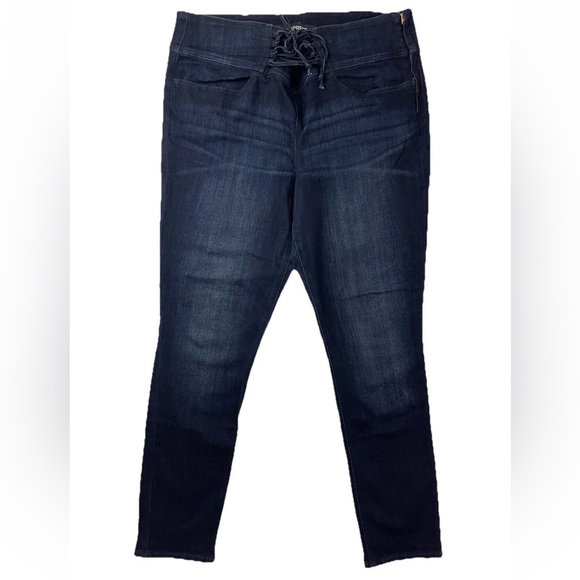 Express Denim - Express Skinny Jeans Women’s 16 Lace Up Legging Blue High Rise Dark Wash Stretch